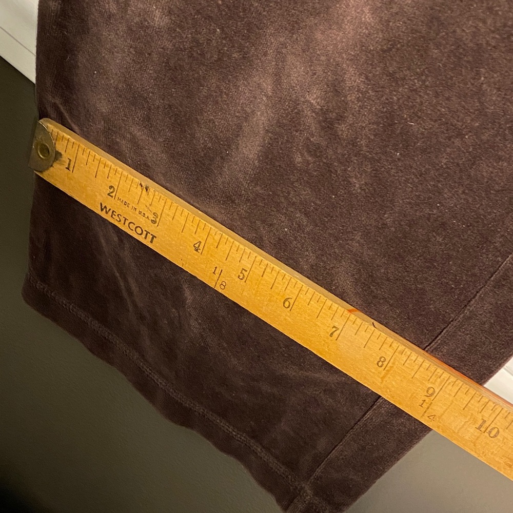 2-PC Robert Louis Chocolate Brown w/ Gold Accents Wide Leg Velour Tracksuit Set - Picture 8 of 9